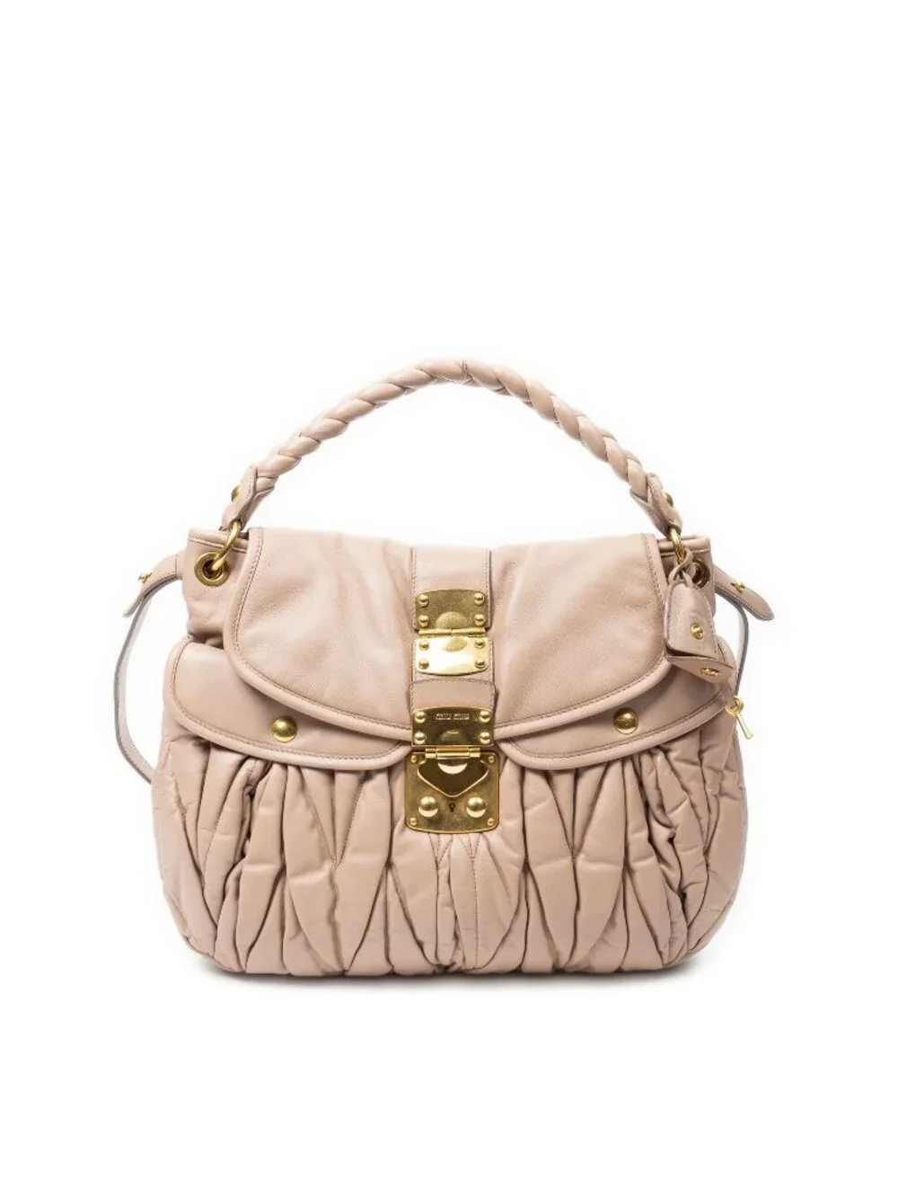 Miu Miu Miu Hobo Light Pink Nappa Matelasse Leather